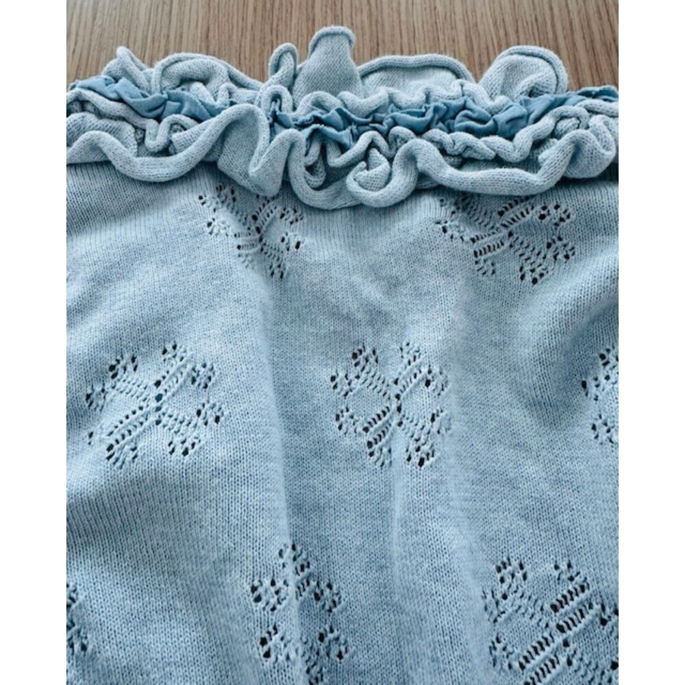 Guinevere Anthropologie Curly Tiered Ruffle Romantic 100% Cotton Cozy Cardigan S - Picture 7 of 8